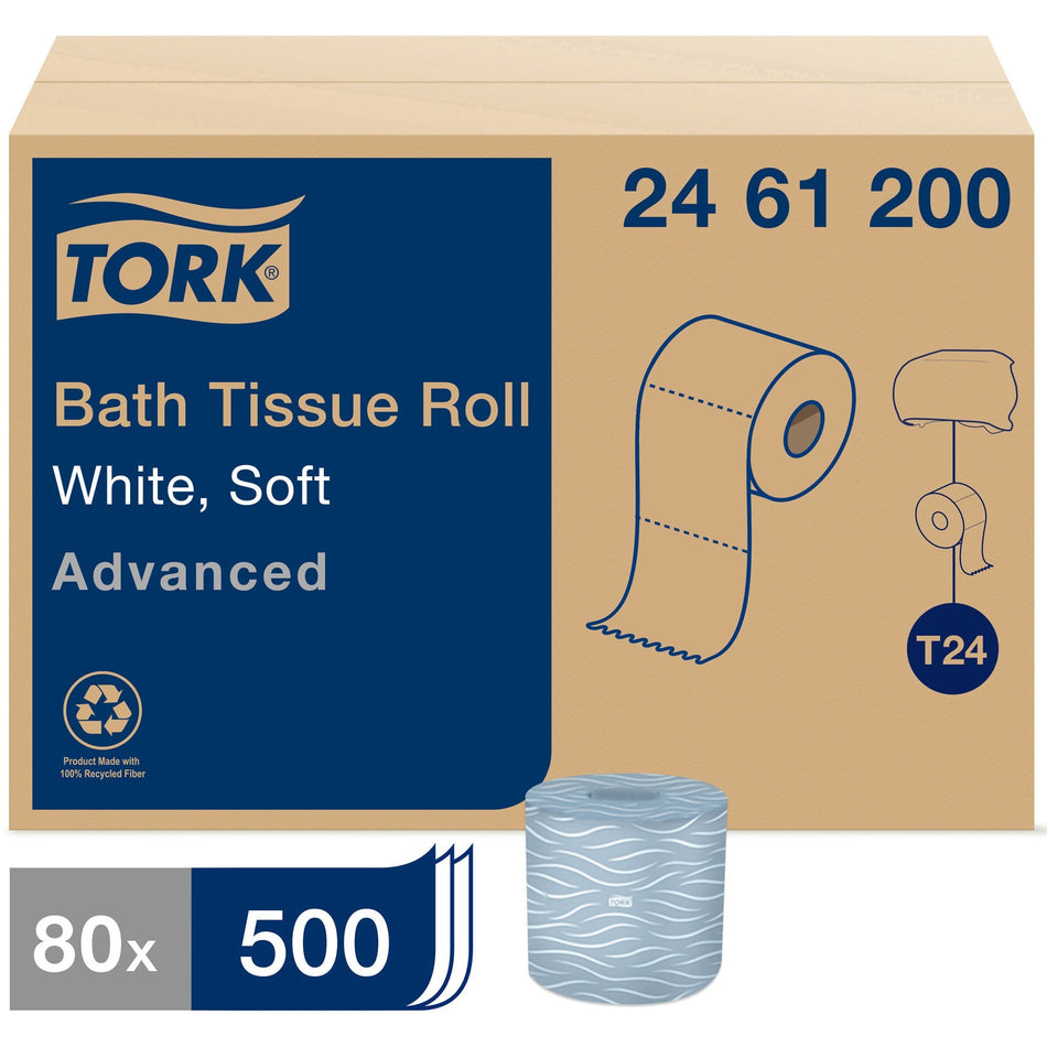 TORK Advanced Bath Tissue Roll, 2-Ply - 2 Ply3.75" Length - 500 Sheets/Roll - 4.35" Roll Diameter - White - Fiber - 80 / Carton