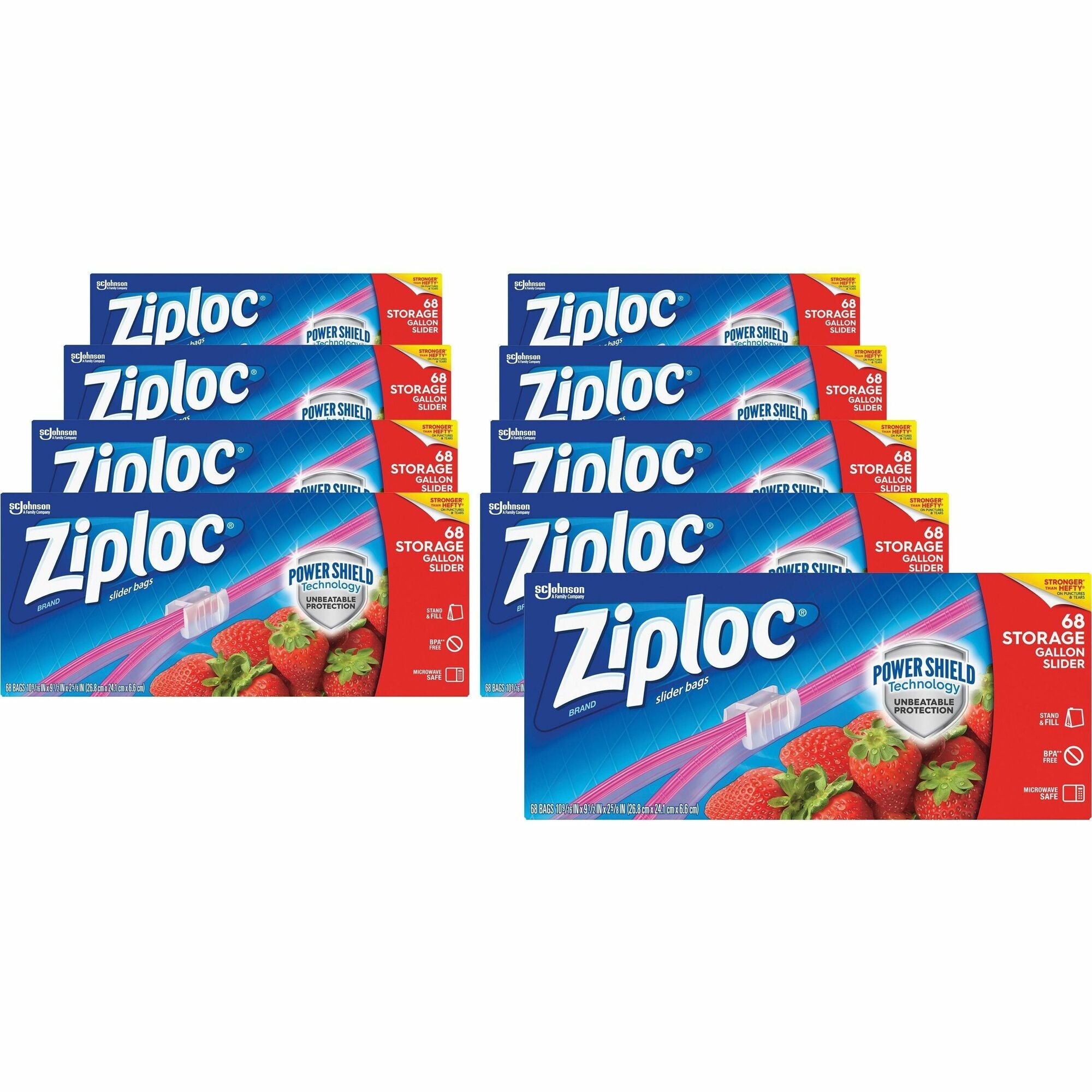 Ziploc® Gallon Storage Slider Bags - Large Size - 1 gal Capacity - 9.50" Length x 10.56" Width - Sliding Closure - Blue - Food, Supplies - 68/Box - 9 / Carton