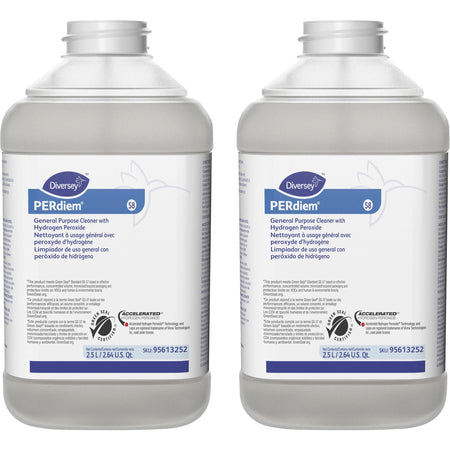 PERdiem General Purpose Cleaner with Hydrogen Peroxide - Concentrate - 84.5 fl oz (2.6 quart) - Heavy Duty, Dilutable, Phosphorous-free, Odorless, Color-free, Dye-free, Fragrance-free, Kosher - Clear Bottle - 2 / Carton