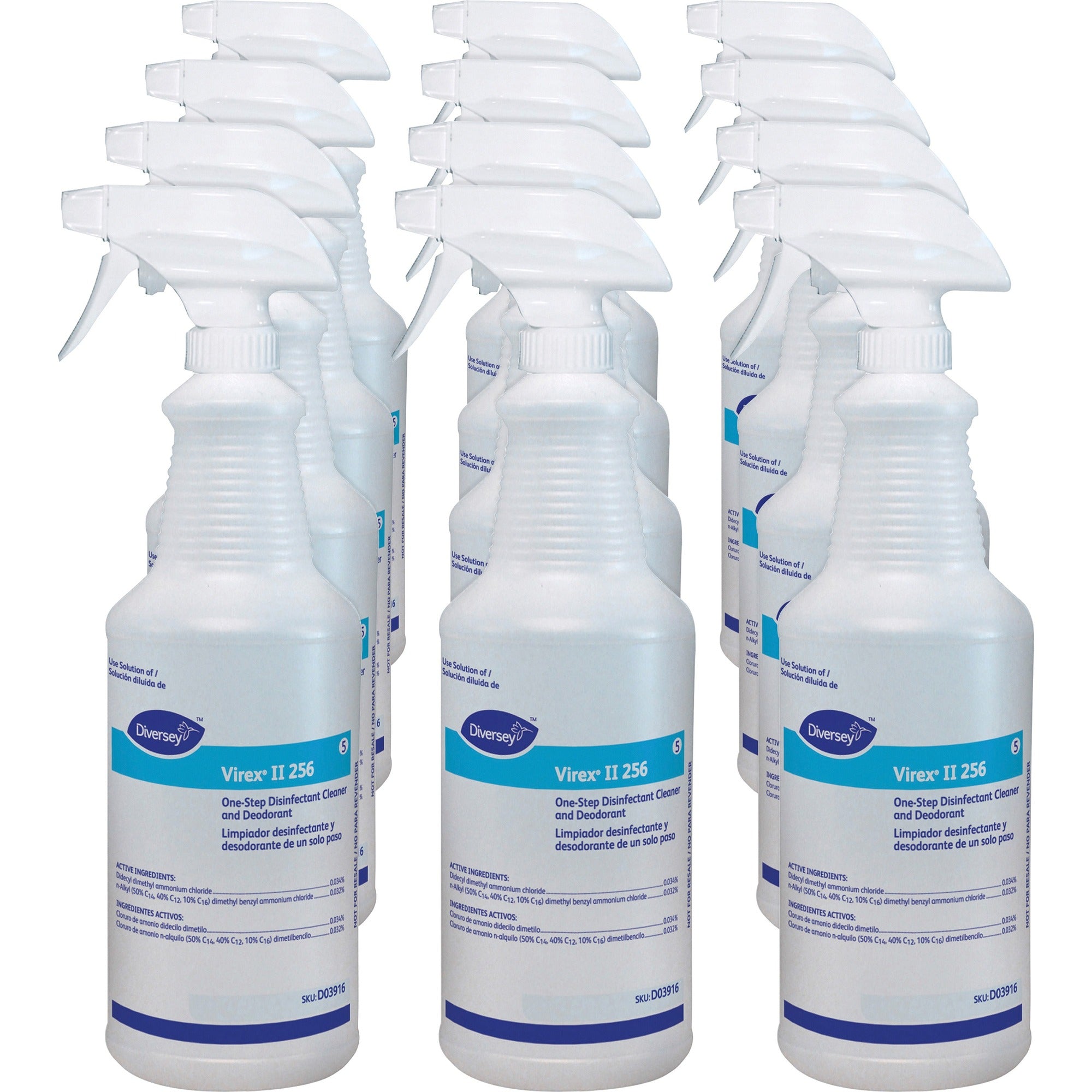 Diversey Virex II 256 Empty Spray Bottle - Suitable For College, Hospital, Institution, Medical, Hotel, Nursing Home, School, Disinfecting - Sturdy, Comfortable Grip, Disinfectant - 12 / Carton