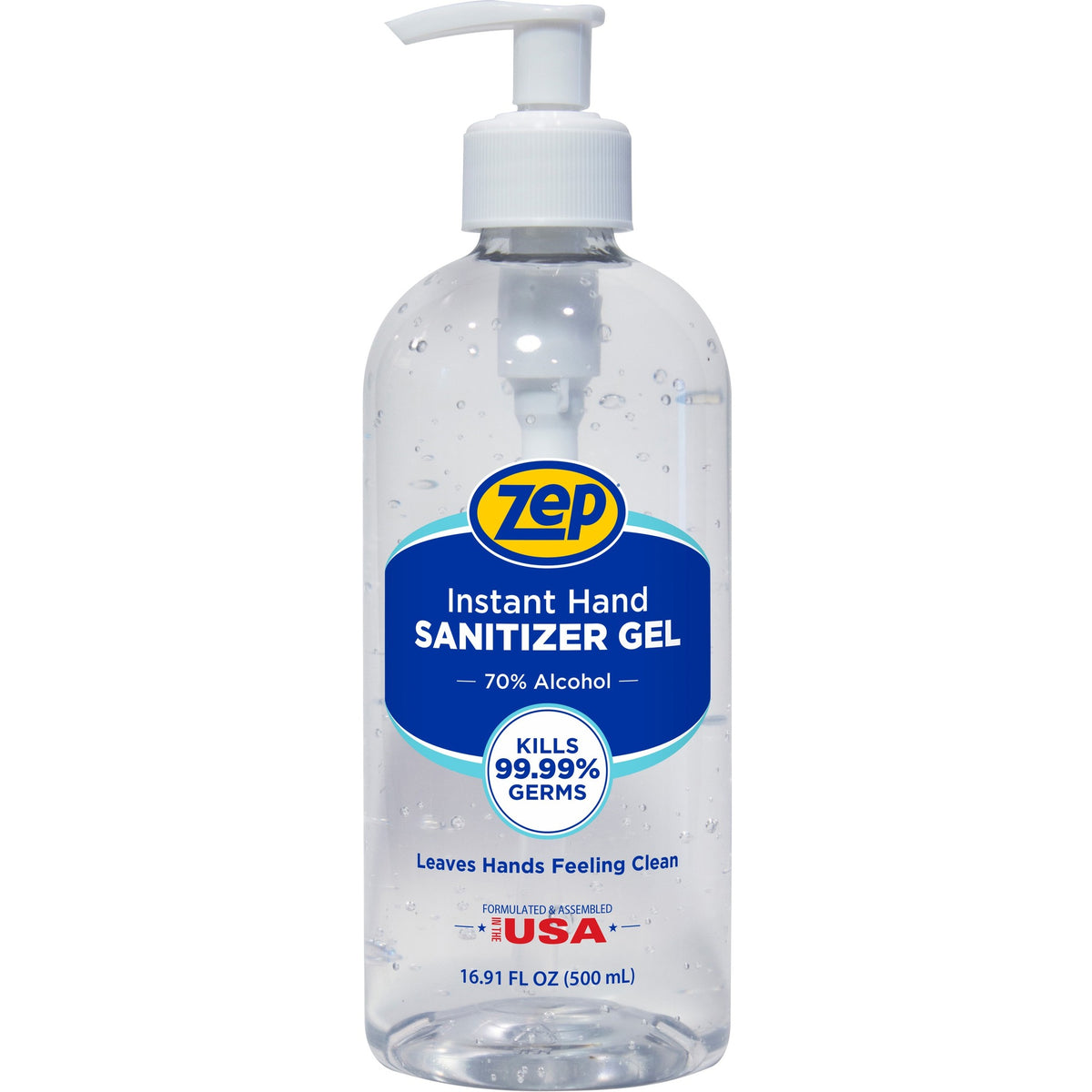 Zep Hand Sanitizer Gel - Clean Scent - 16.91 fl oz - Pump Bottle Dispenser - Kill Germs - Hand - Clear - Residue-free - 1 Each