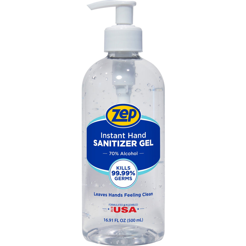 Zep Hand Sanitizer Gel - Clean Scent - 16.91 fl oz - Pump Bottle Dispenser - Kill Germs - Hand - Clear - Residue-free - 1 Each