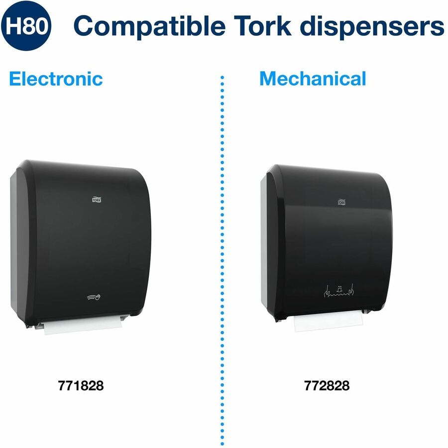 TORK Hand Towel Roll White H80 - 1 Ply - 7.85" Roll Diameter - 1 15/16" Core - White - Fiber - 6 Rolls Per CartonCarton - 6 / Carton