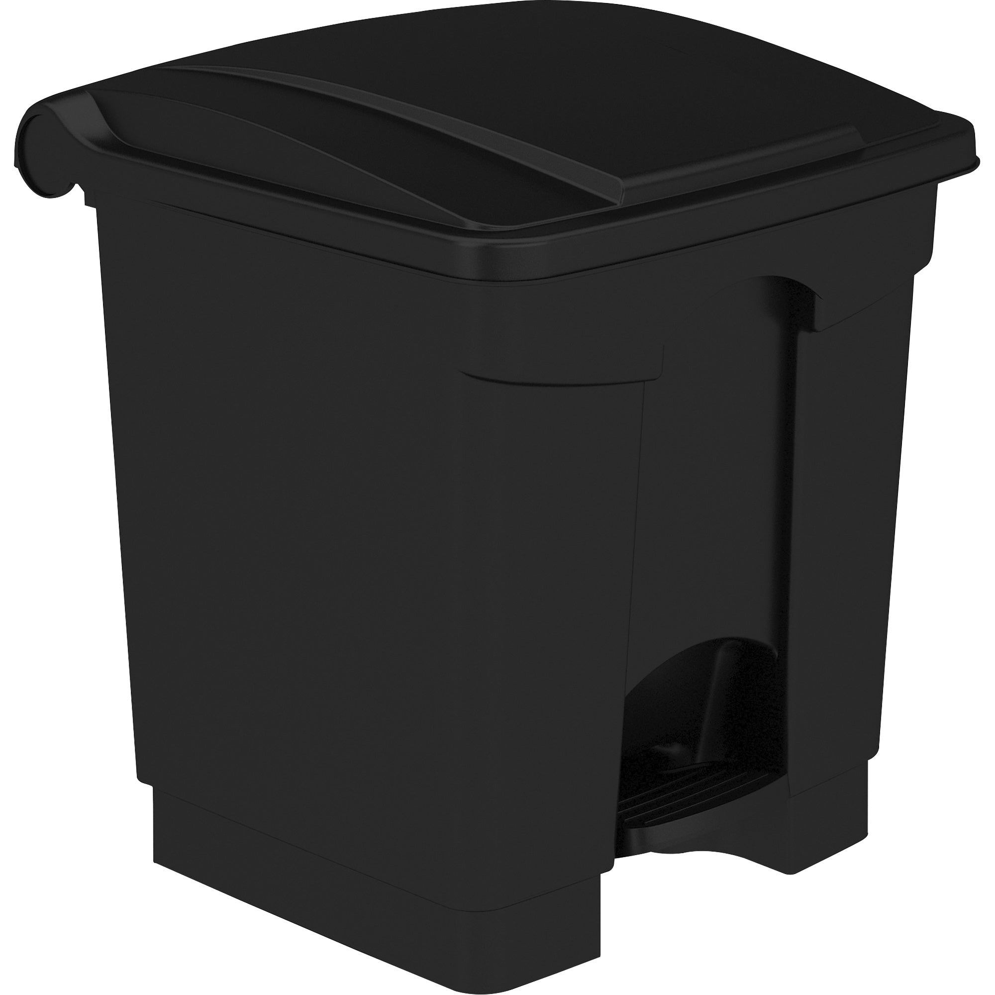 Safco Plastic Step-on Waste Receptacle - 8 gal Capacity - Easy to Clean, Foot Pedal, Lightweight - 17.3" Height x 16" Width x 16" Depth - Plastic - Black - 1 / Carton