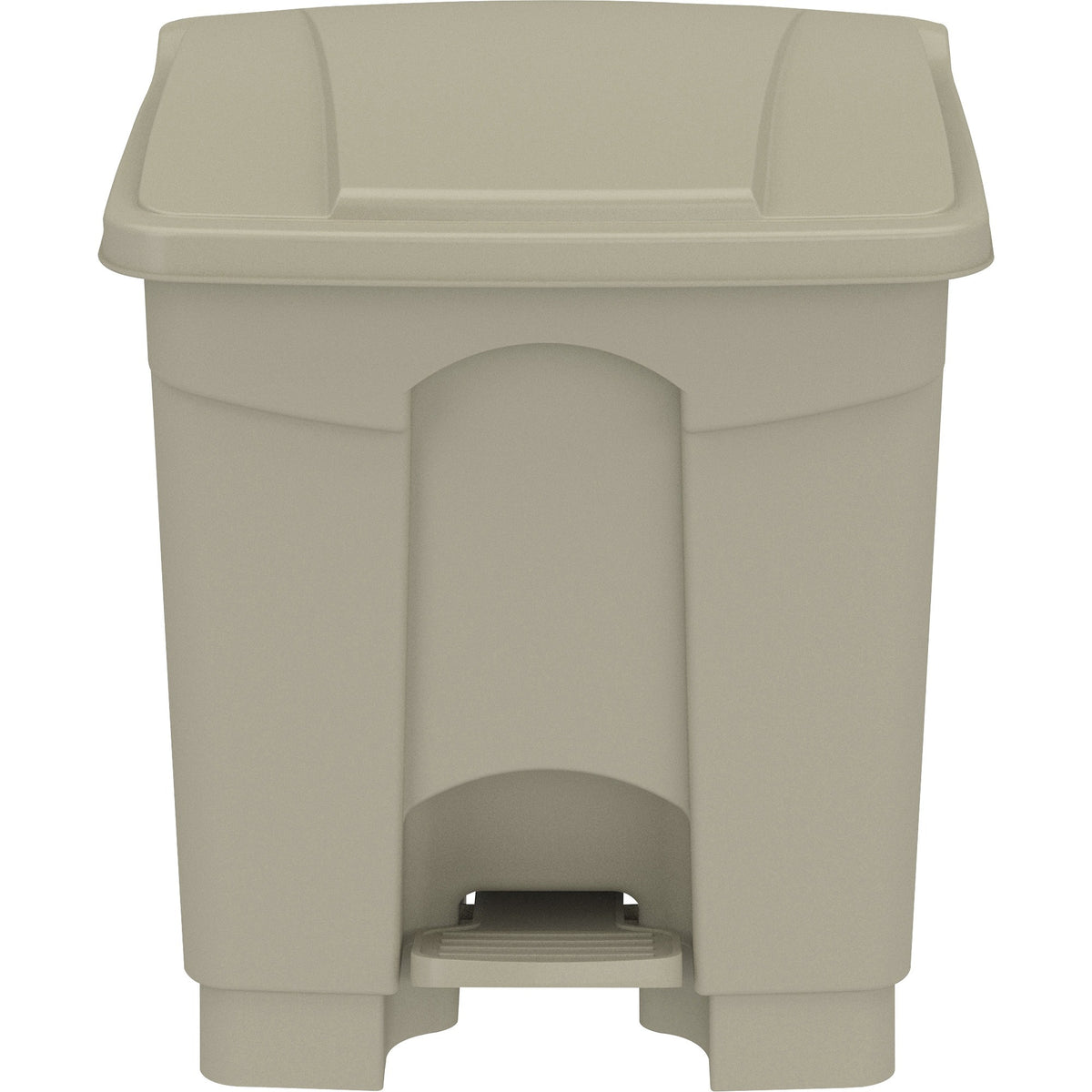 Safco Plastic Step-on Waste Receptacle - 8 gal Capacity - Easy to Clean, Foot Pedal, Lightweight - 17.3" Height x 16" Width x 16" Depth - Plastic - Tan - 1 / Carton