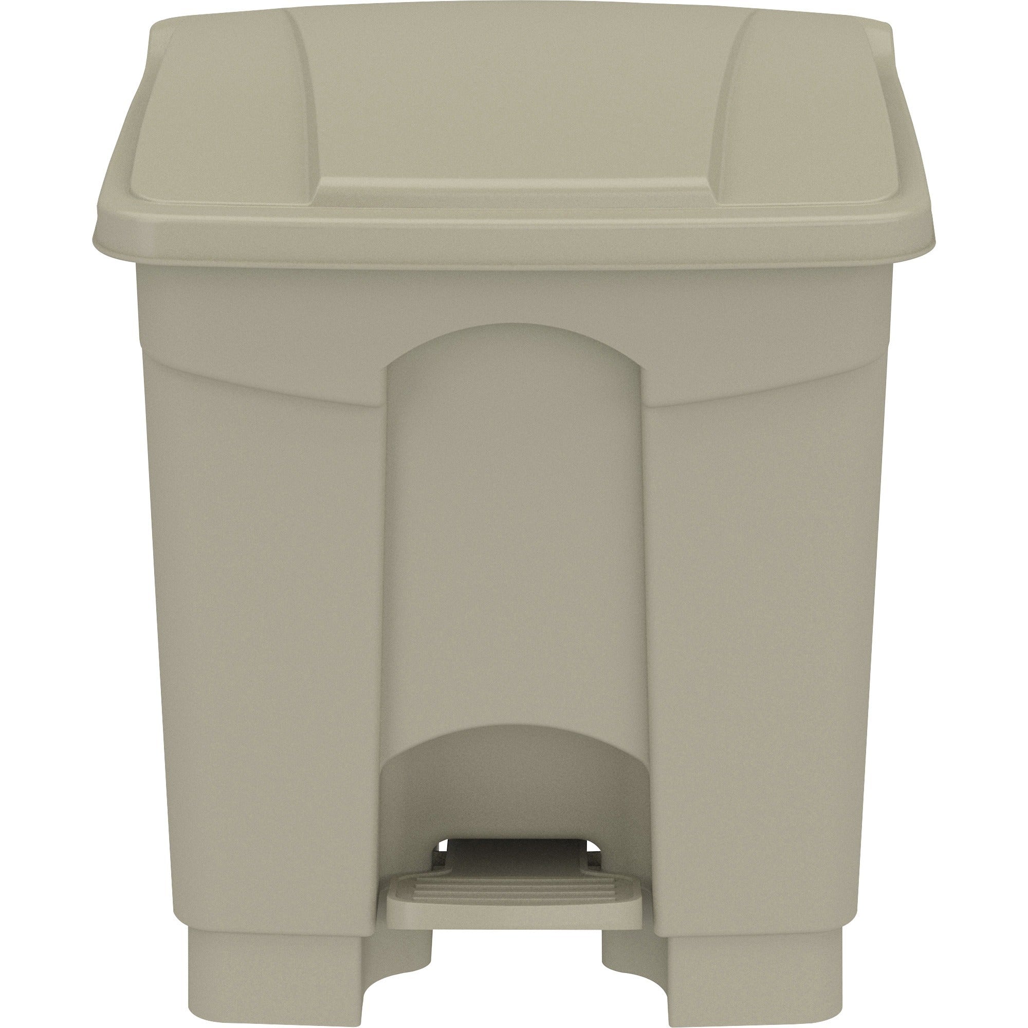 Safco Plastic Step-on Waste Receptacle - 8 gal Capacity - Easy to Clean, Foot Pedal, Lightweight - 17.3" Height x 16" Width x 16" Depth - Plastic - Tan - 1 / Carton
