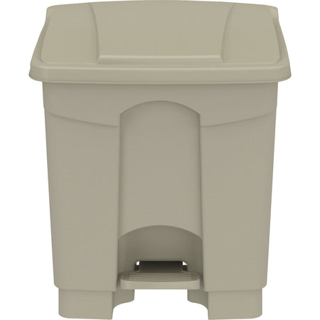 Safco Plastic Step-on Waste Receptacle - 8 gal Capacity - Easy to Clean, Foot Pedal, Lightweight - 17.3" Height x 16" Width x 16" Depth - Plastic - Tan - 1 / Carton