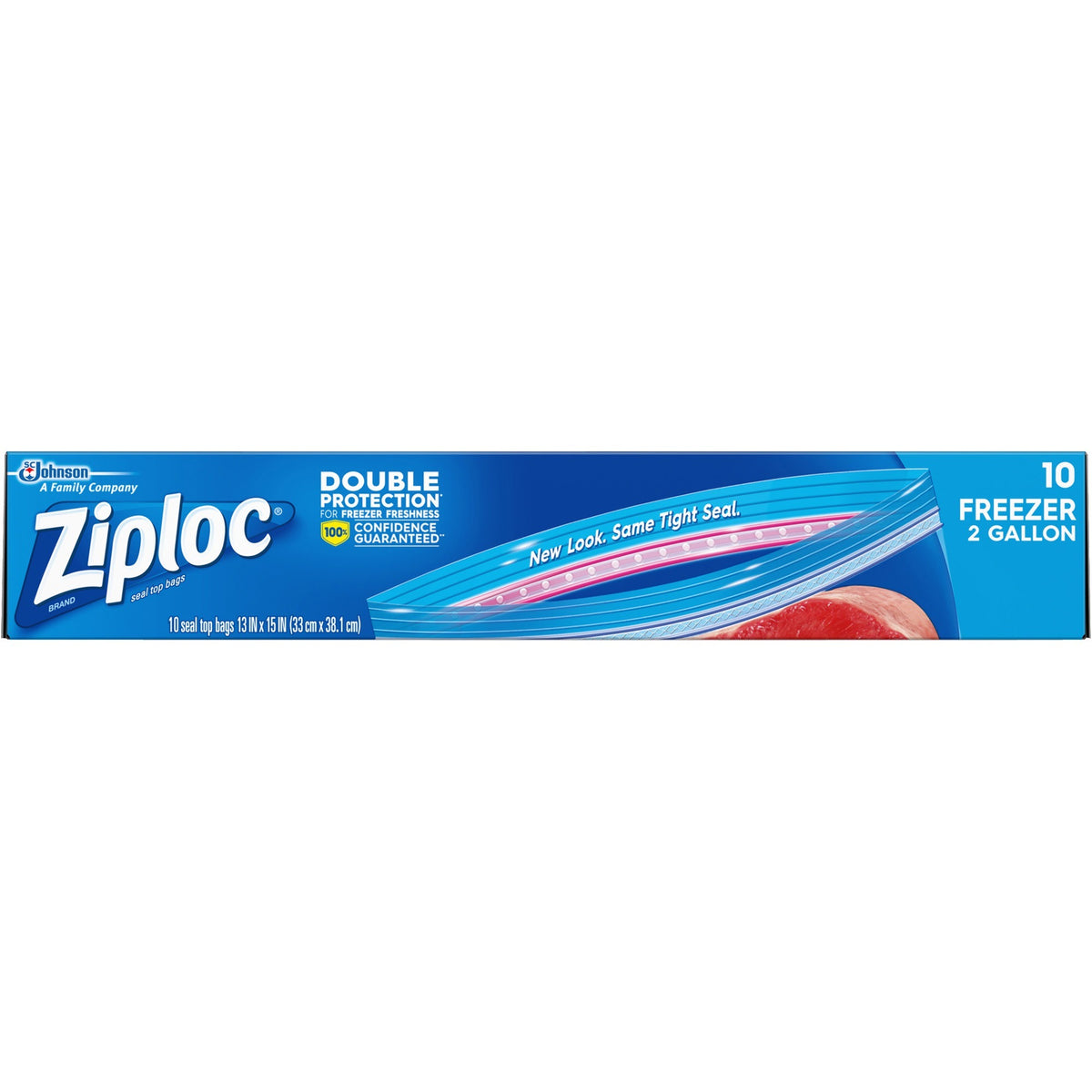 Ziploc® 2-Gallon Freezer Bags - Extra Large Size - 2 gal Capacity - 13" - Zipper Closure - Clear - Food, Money, Meat, Poultry, Fish, Soup - 10 / Box