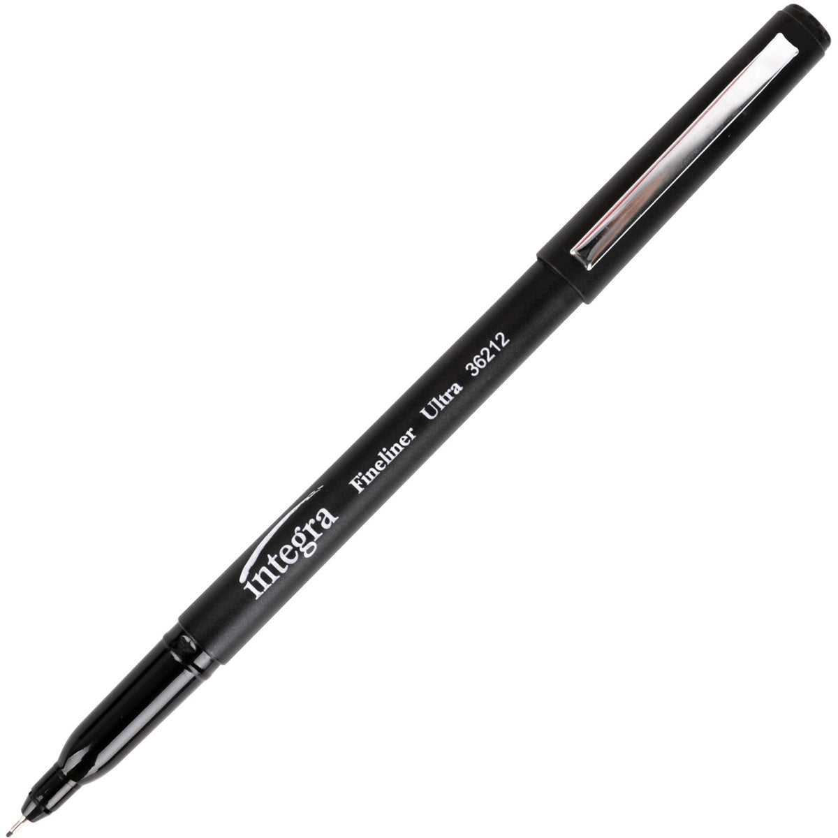 Integra Fineliner Ultra Fine Permanent Markers - Ultra Fine Marker Point - Black Ink - 12 / Pack