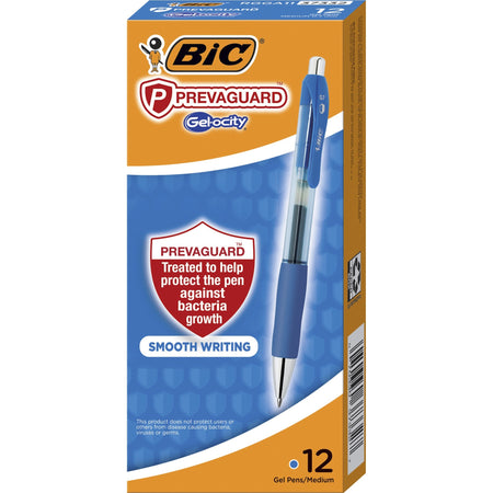 BIC PrevaGuard Gel-ocity Gel Pen - 0.7 mm Pen Point - Blue Ink - Gel-based - 1 Dozen