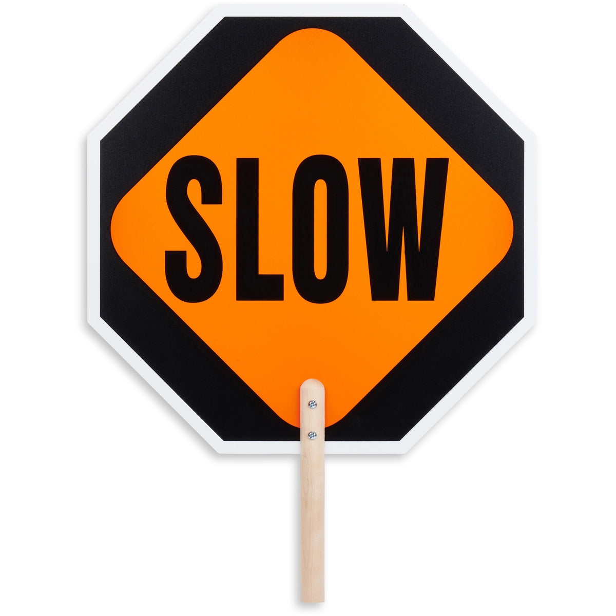Tatco STOP / SLOW 2-sided Handheld Sign - Print/Message "STOP/SLOW" - 0.2" Width x 18" Height - Double Sided - Weather Proof, Long Lasting, Comfortable Grip, Lightweight, Handheld - Hardboard, Wood - Multicolor - 1 Each