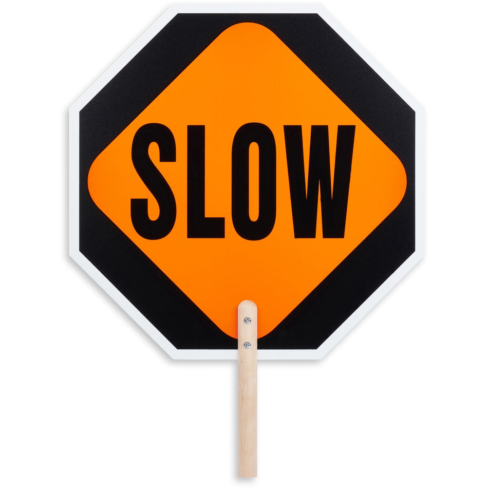 Tatco STOP / SLOW 2-sided Handheld Sign - Print/Message "STOP/SLOW" - 0.2" Width x 18" Height - Double Sided - Weather Proof, Long Lasting, Comfortable Grip, Lightweight, Handheld - Hardboard, Wood - Multicolor - 1 Each