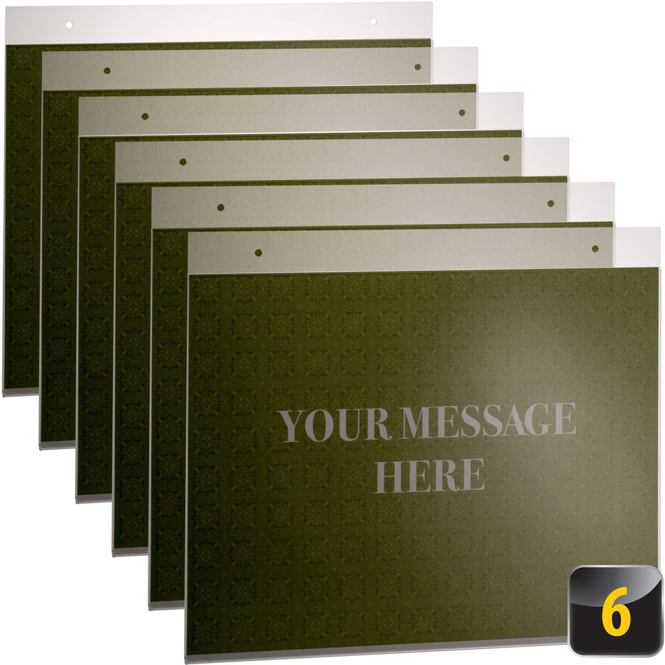 Officemate Horizontal Sign Holder - 11" Width x 8.5" Height - 11" Holding Width x 8.50" Holding Height - Rectangular Shape - Double Sided - Easy to Use, Durable, Hanging Hole - Plastic - Clear - 6 / Box