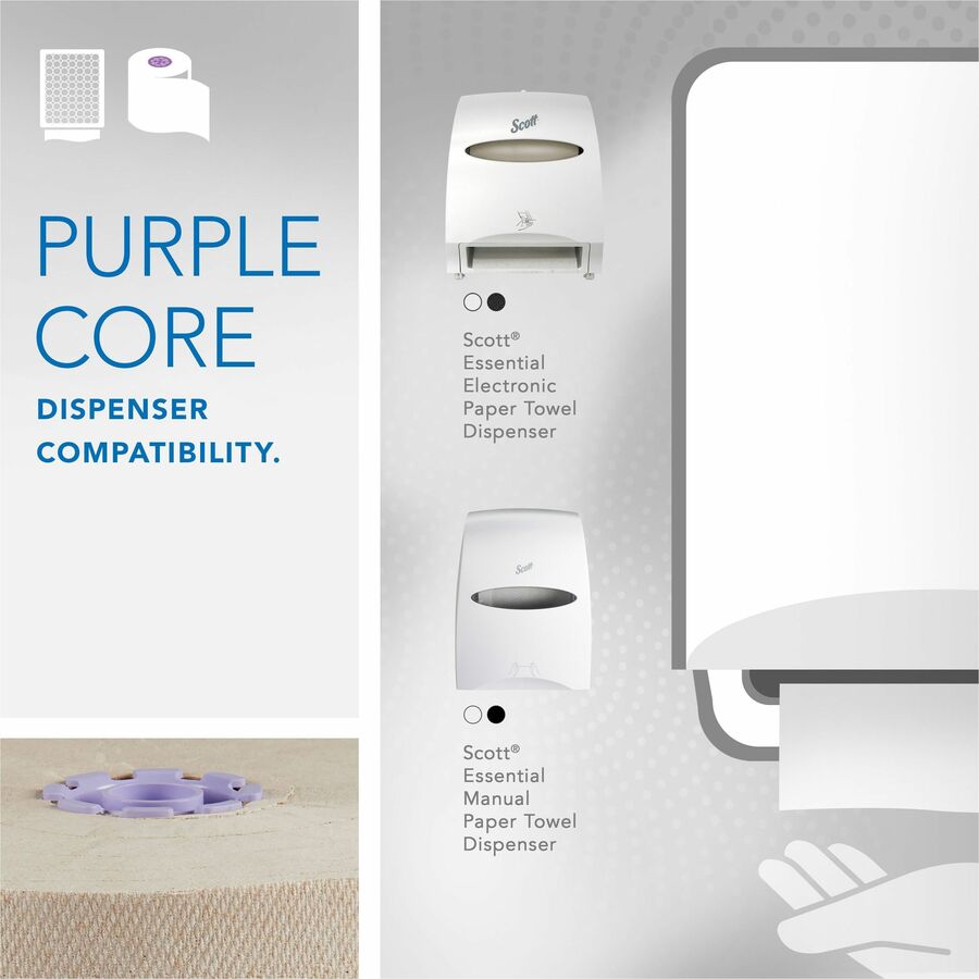 Scott Essential 100% Recycled Hard Roll Towels - 8" Width x 700 ft Length - 4200 Sheets - Brown - 6 / Carton