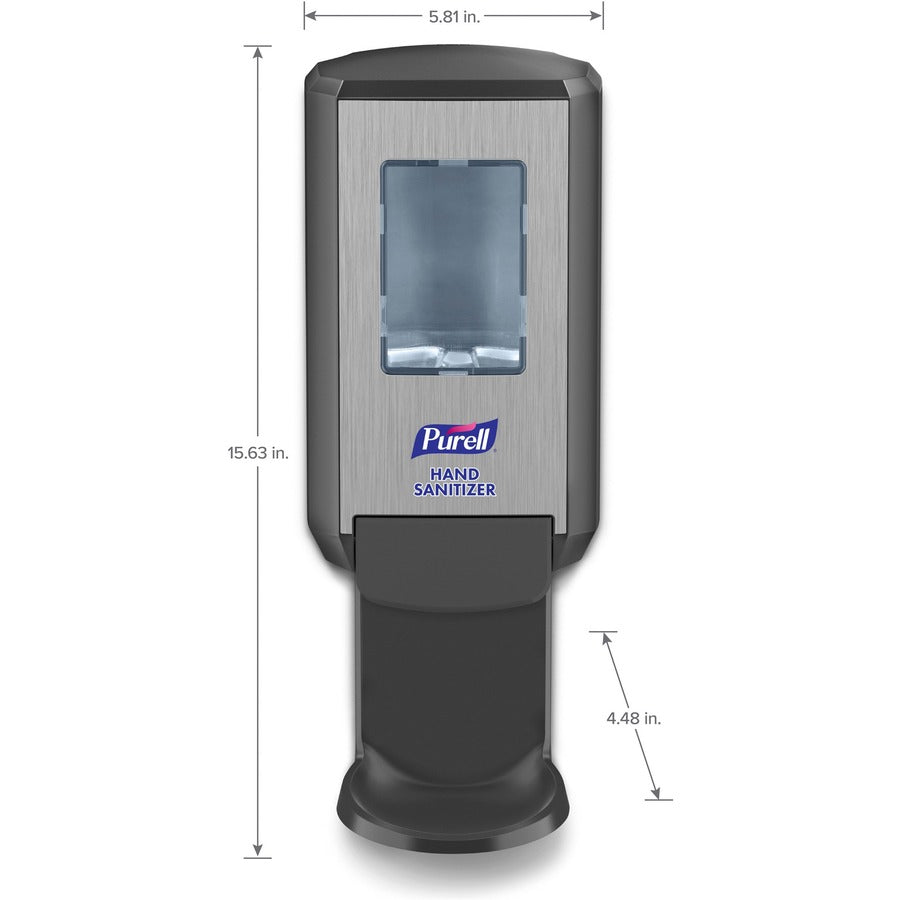 PURELL® CS4 Hand Sanitizer Dispenser - Manual - 1.27 quart Capacity - Site Window, Refillable, Sanitary-sealed, Recyclable, Locking Mechanism, Durable, Wall Mountable - Graphite - 1 Each