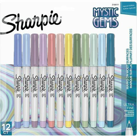 Sharpie Mystic Gems Permanent Markers - Ultra Fine Marker Point - Multi Ink - 12 / Pack