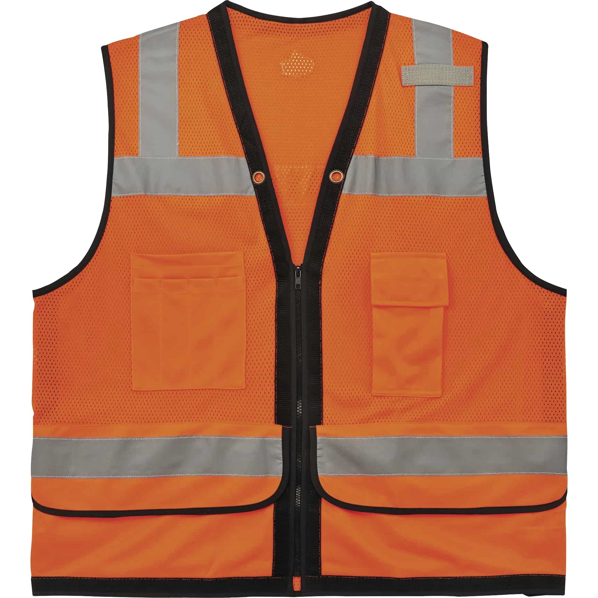 Ergodyne 8253HDZ Type R Class 2 Heavy-Duty Mesh Surveyors Vest - 4-Xtra Large/5-Xtra Large - Zipper Closure - Polyester Mesh - Orange - Pocket, Mic Tab, Reflective, Breathable, Heavy Duty - 1 Each