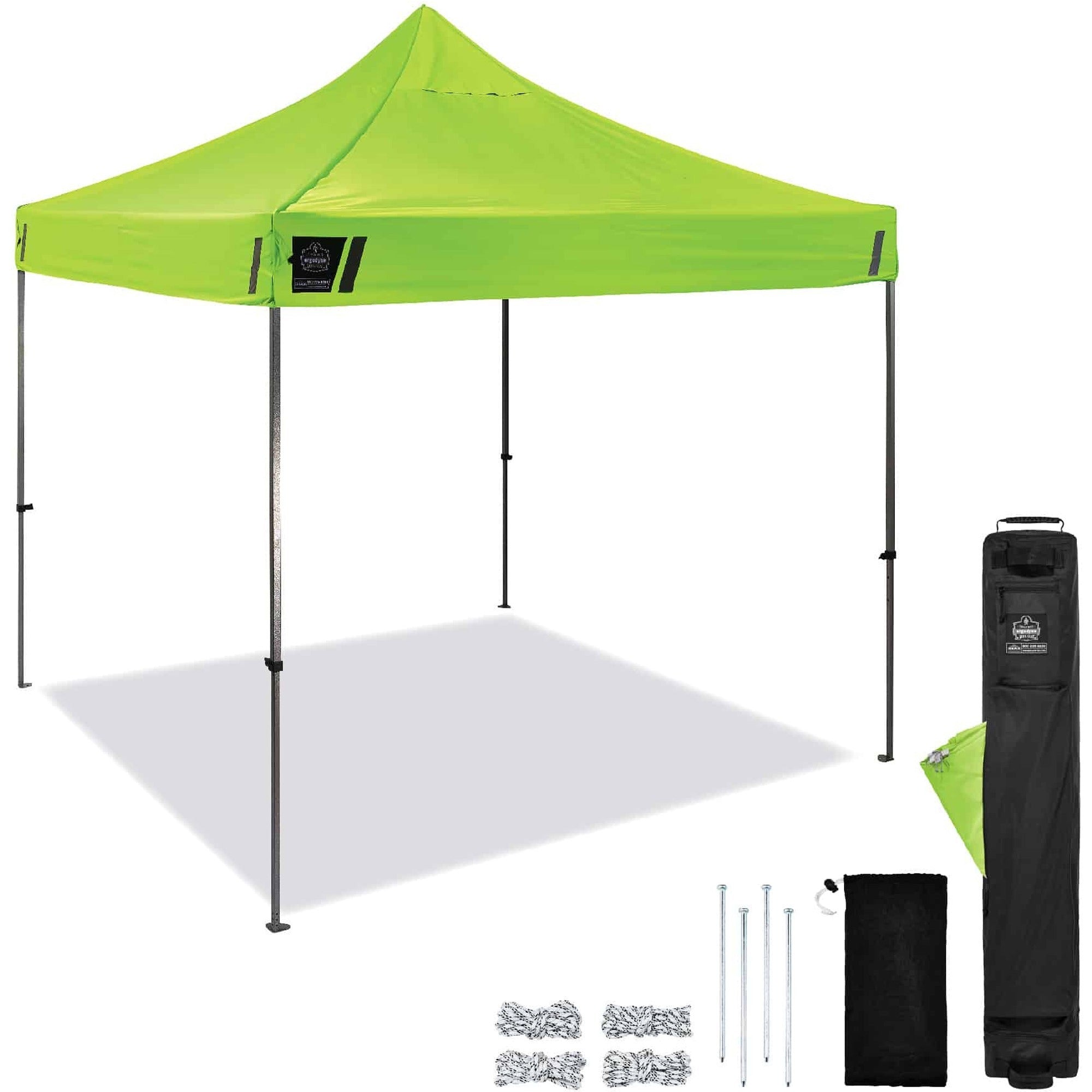 Ergodyne 6000 Heavy-Duty Pop-Up Tent - 10ft x 10ft / 3m x 3m - Canopy StyleLime - Acrylonitrile Butadiene Styrene (ABS), Plastic, Polyester, Polyurethane - Steel Frame