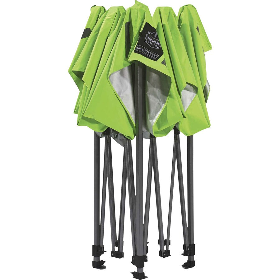 Ergodyne 6000 Heavy-Duty Pop-Up Tent - 10ft x 10ft / 3m x 3m - Canopy StyleLime - Acrylonitrile Butadiene Styrene (ABS), Plastic, Polyester, Polyurethane - Steel Frame