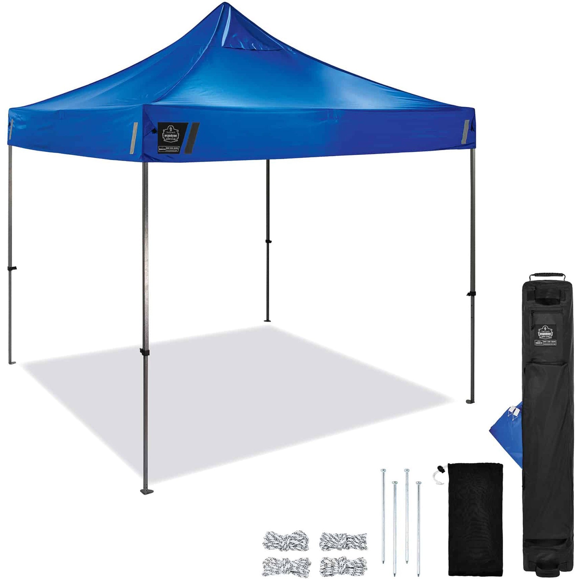 Ergodyne 6000 Heavy-Duty Pop-Up Tent - 10ft x 10ft / 3m x 3m - Canopy StyleBlue - Acrylonitrile Butadiene Styrene (ABS), Plastic, Polyester, Polyurethane - Steel Frame