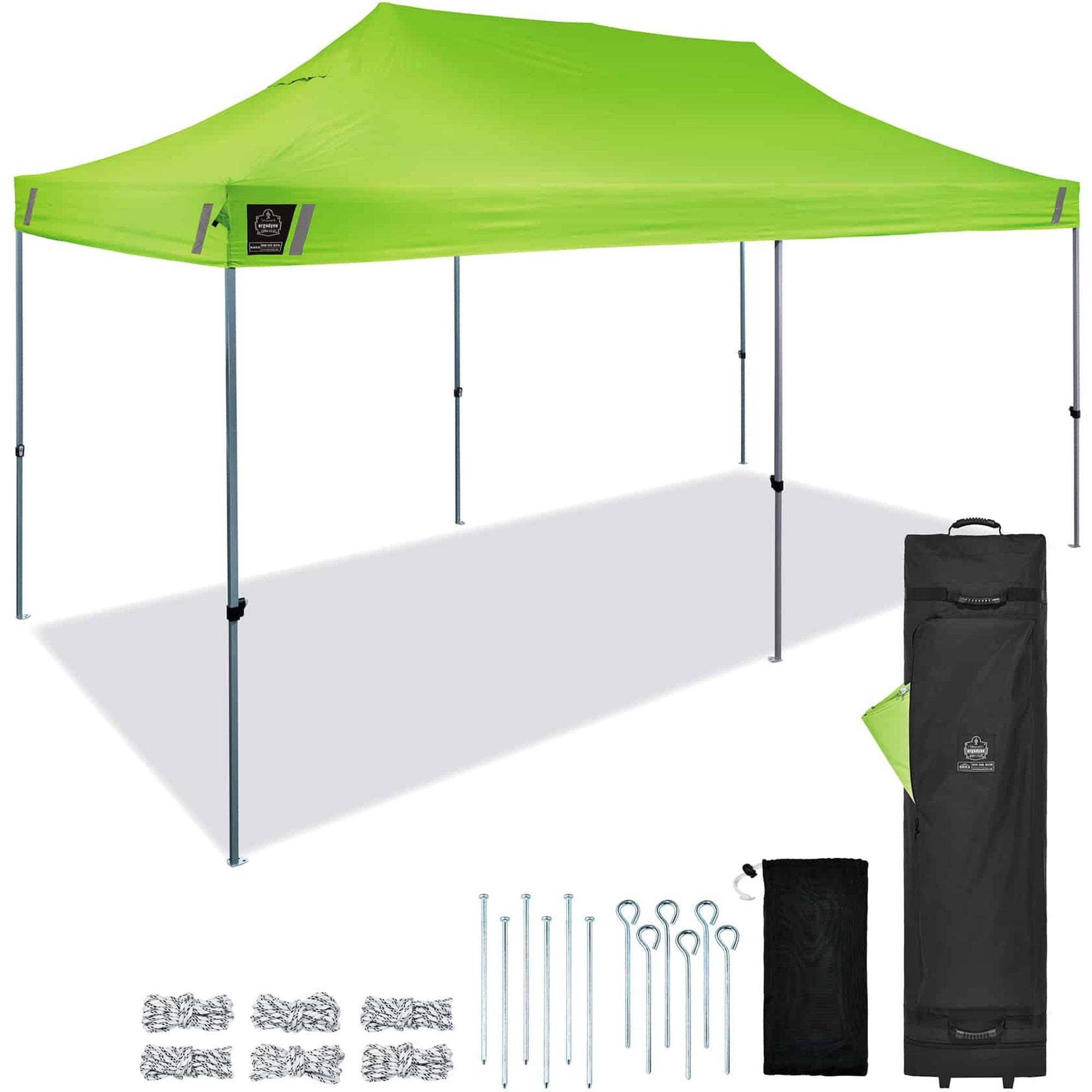 Ergodyne 6015 Heavy-Duty Pop-Up Tent - 10ft x 20ft / 3m x 6m - Canopy StyleLime - Acrylonitrile Butadiene Styrene (ABS), Plastic, Polyester, Polyurethane - Steel Frame