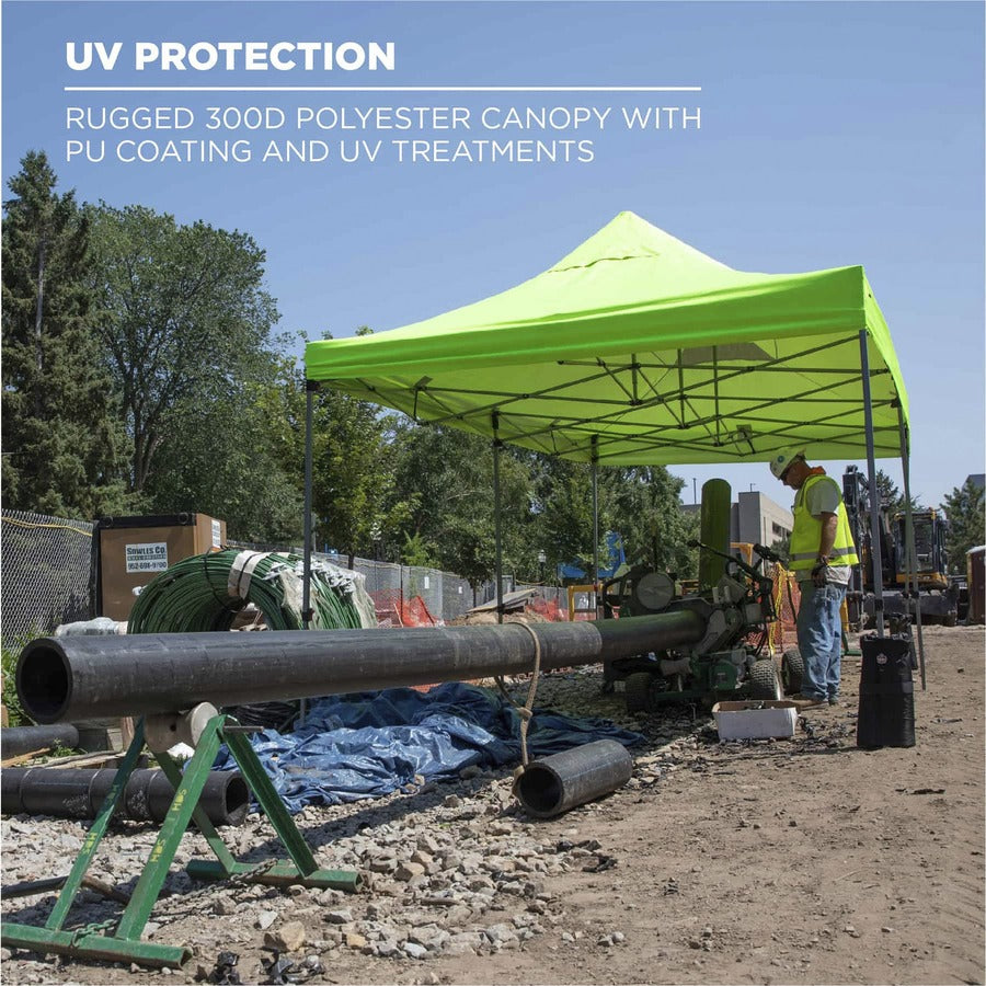 Ergodyne 6015 Heavy-Duty Pop-Up Tent - 10ft x 20ft / 3m x 6m - Canopy StyleLime - Acrylonitrile Butadiene Styrene (ABS), Plastic, Polyester, Polyurethane - Steel Frame