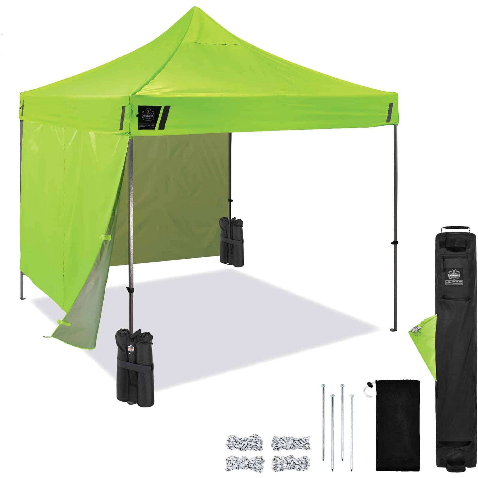 Ergodyne 6051 Heavy-Duty Pop-Up Tent Kit - 10ft x 10ft / 3m x 3m - Canopy StyleLime - Acrylonitrile Butadiene Styrene (ABS), Plastic, Polyester, Polyurethane - Steel Frame