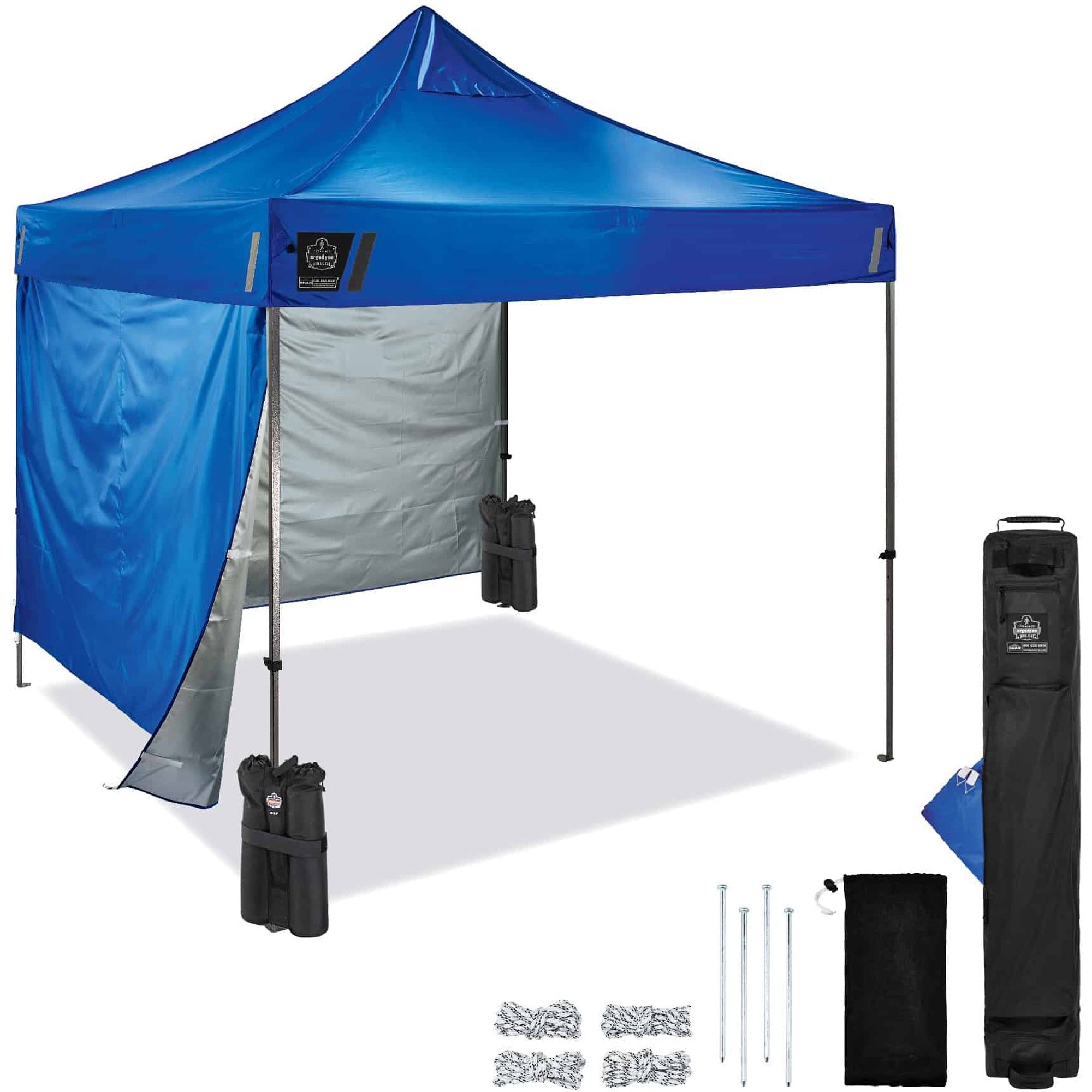 Ergodyne 6051 Heavy-Duty Pop-Up Tent Kit - 10ft x 10ft / 3m x 3m - Canopy StyleBlue - Acrylonitrile Butadiene Styrene (ABS), Plastic, Polyester, Polyurethane - Steel Frame
