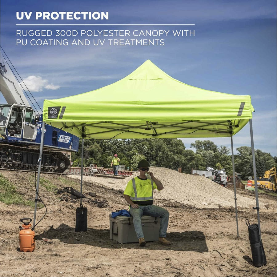 Ergodyne 6051 Heavy-Duty Pop-Up Tent Kit - 10ft x 10ft / 3m x 3m - Canopy StyleBlue - Acrylonitrile Butadiene Styrene (ABS), Plastic, Polyester, Polyurethane - Steel Frame