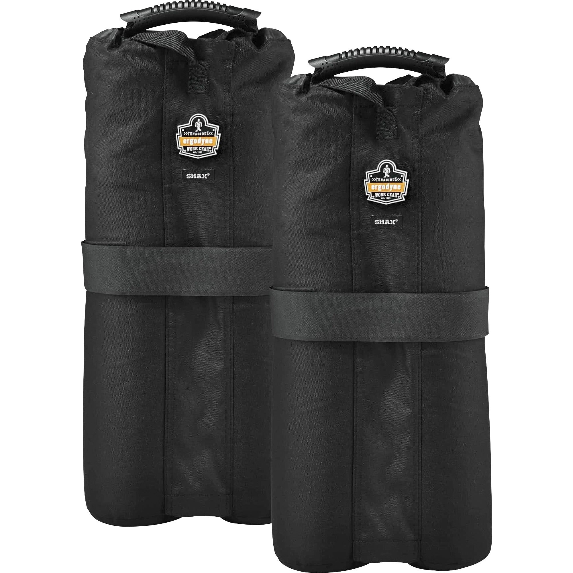 Ergodyne 6094 One Size Tent Weight Bags - 40 lb Capacity - 7" Length x 10" Width - Black - Polyurethane, Polyester - Tent - 2 / Pack