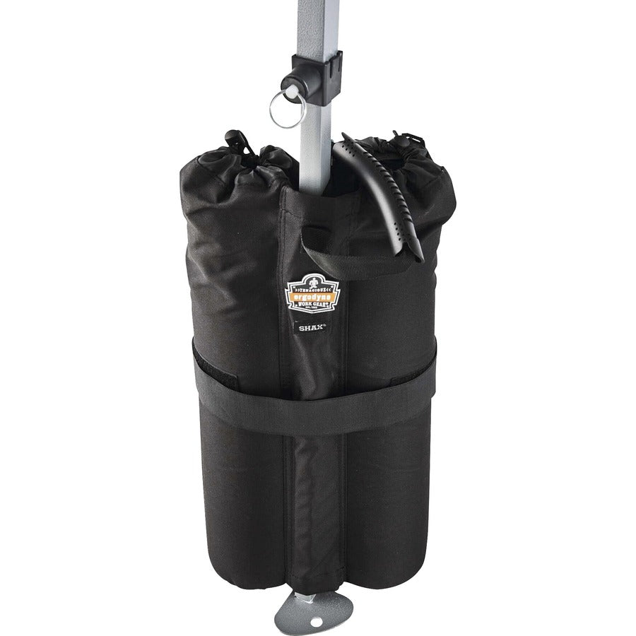 Ergodyne 6094 One Size Tent Weight Bags - 40 lb Capacity - 7" Length x 10" Width - Black - Polyurethane, Polyester - Tent - 2 / Pack