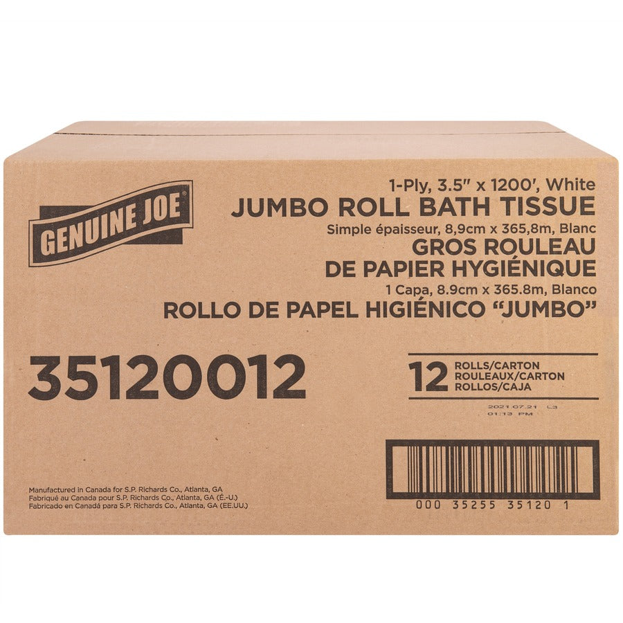 Genuine Joe 1-ply Jumbo Roll Bath Tissue - Front