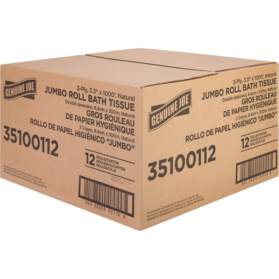 Genuine Joe Jumbo Jr Dispenser Bath Tissue Roll - Right