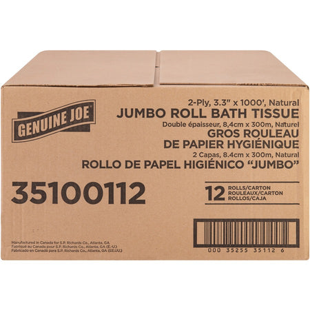 Genuine Joe Jumbo Jr Dispenser Bath Tissue Roll - Left