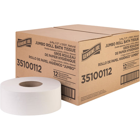 Genuine Joe Jumbo Jr Dispenser Bath Tissue Roll - 2000