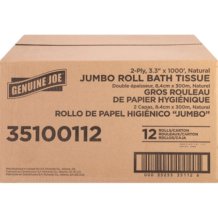 Genuine Joe Jumbo Jr Dispenser Bath Tissue Roll - Front