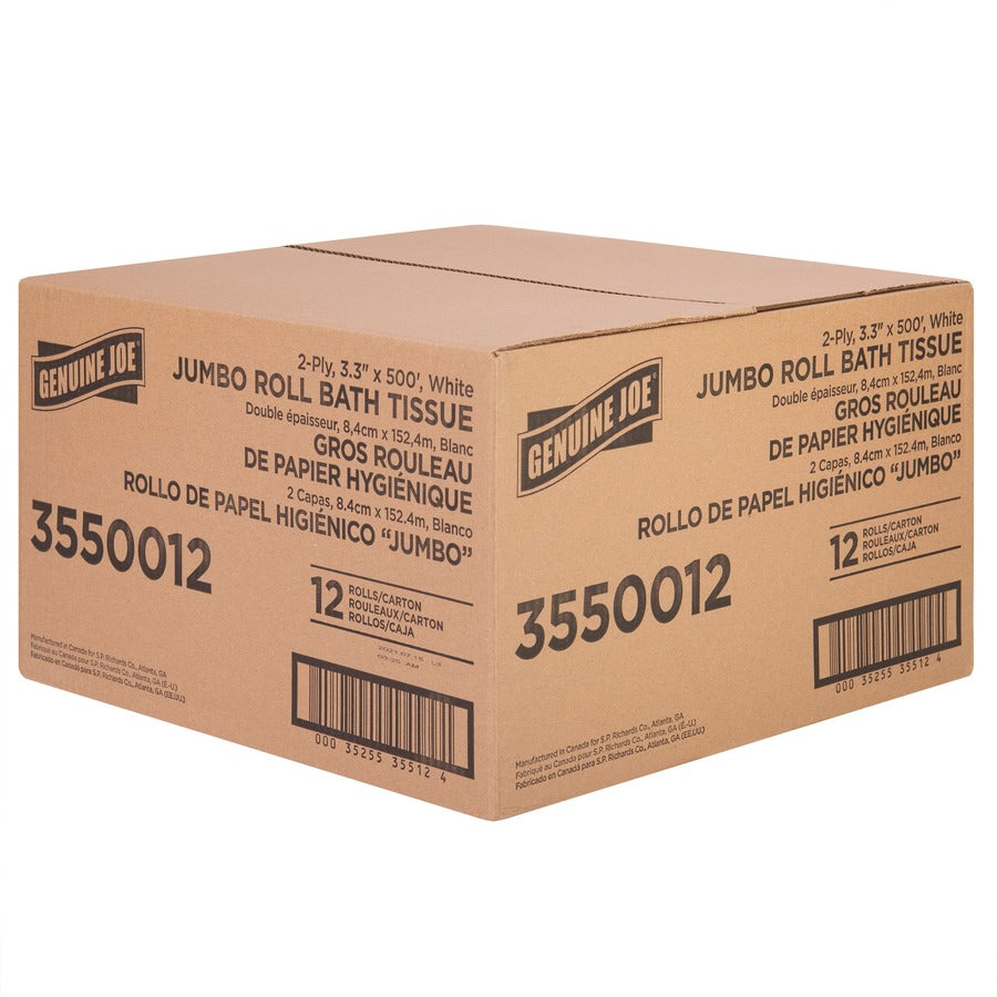 Genuine Joe Jumbo Jr Dispenser Bath Tissue Roll - Right