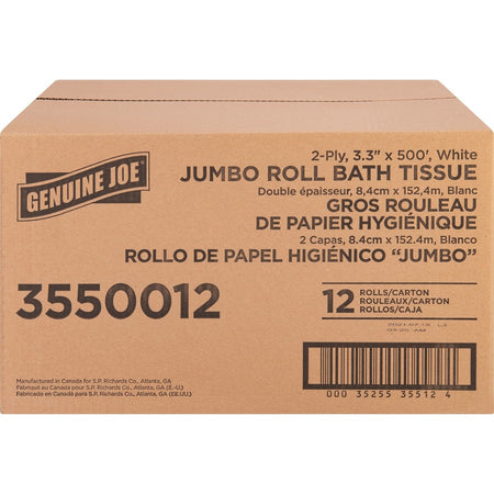 Genuine Joe Jumbo Jr Dispenser Bath Tissue Roll - Front