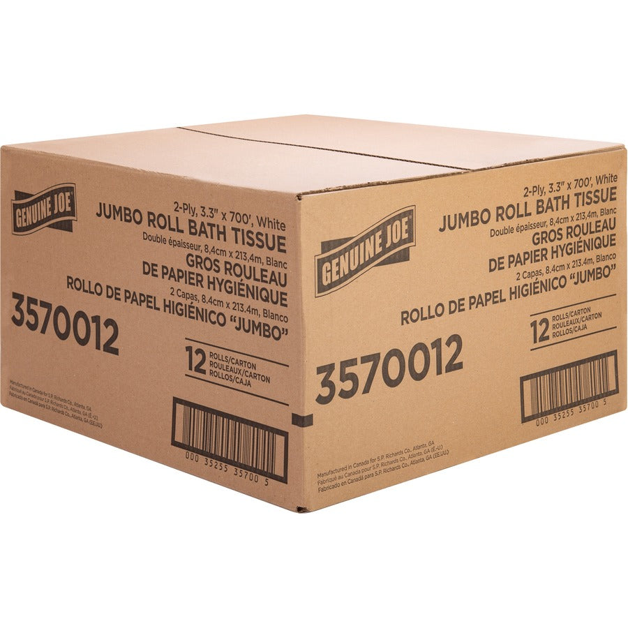 Genuine Joe Jumbo Jr Dispenser Bath Tissue Roll - Right