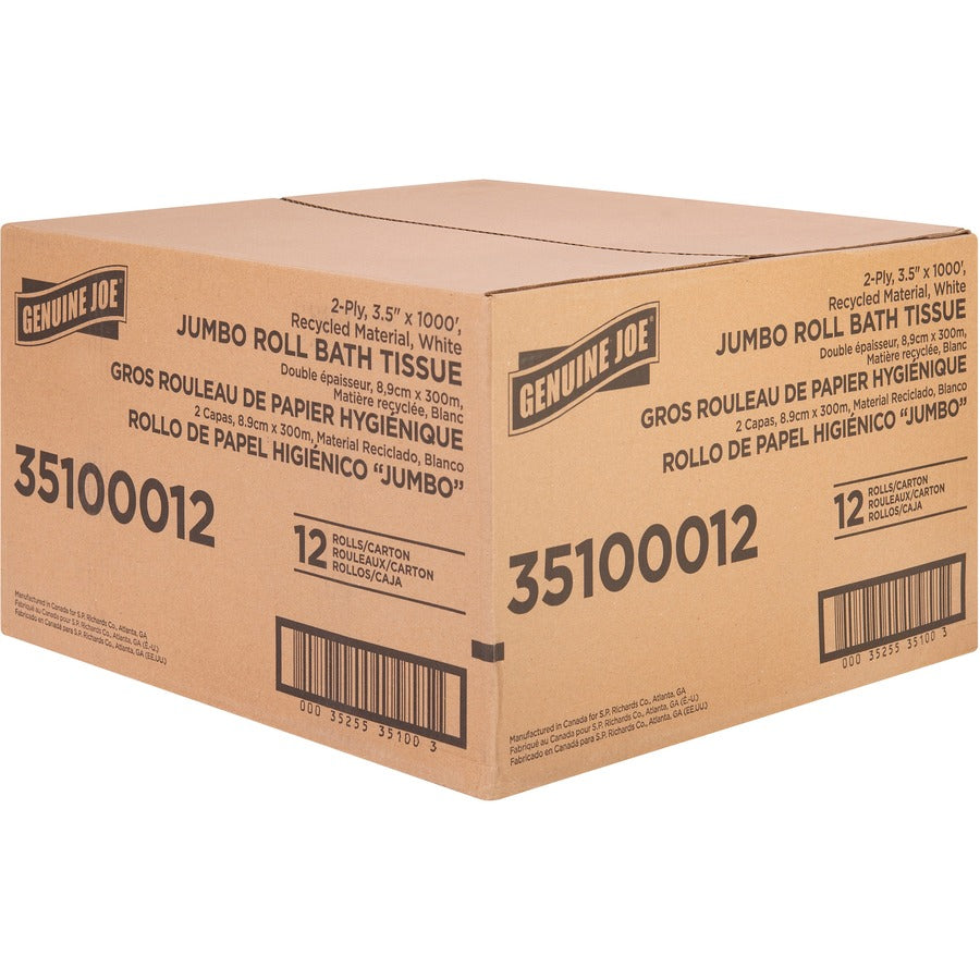 Genuine Joe Jumbo Jr Dispenser Bath Tissue Roll - Right