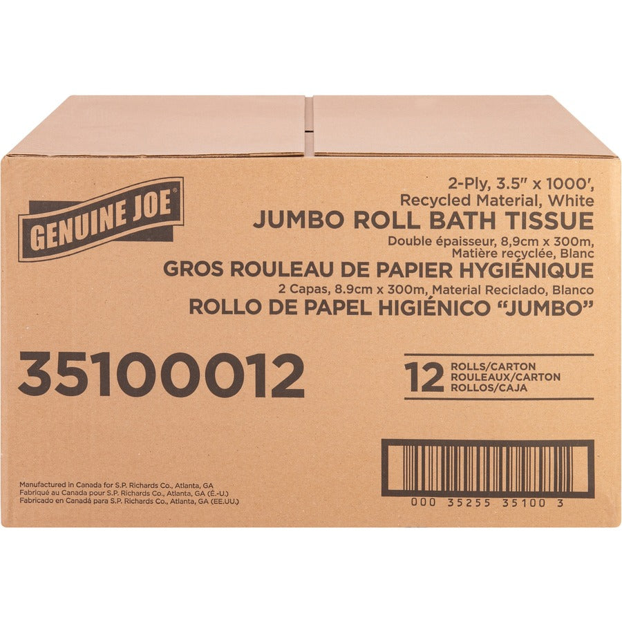Genuine Joe Jumbo Jr Dispenser Bath Tissue Roll - Left