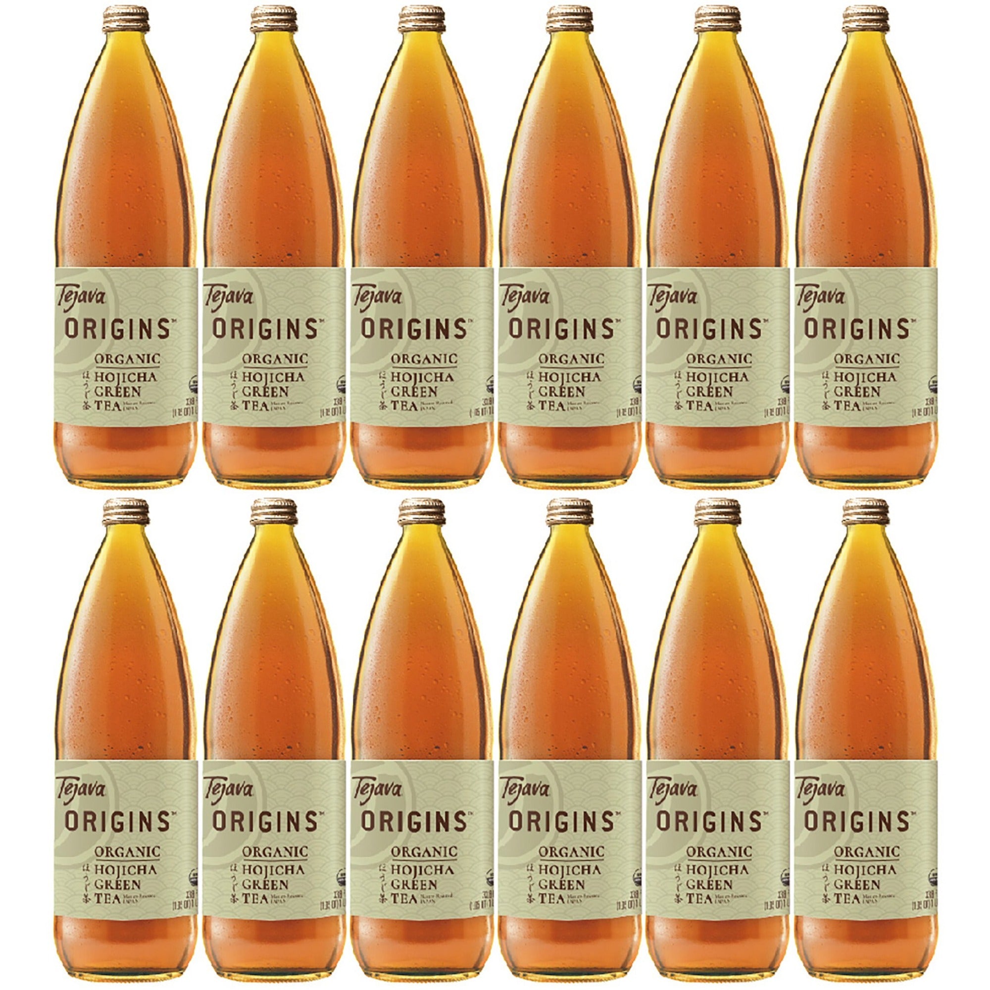 Tejava Origins Organic Hojicha Green Tea Bottle - Green Tea - GMO Free - Kosher - Organic - 12 / Carton