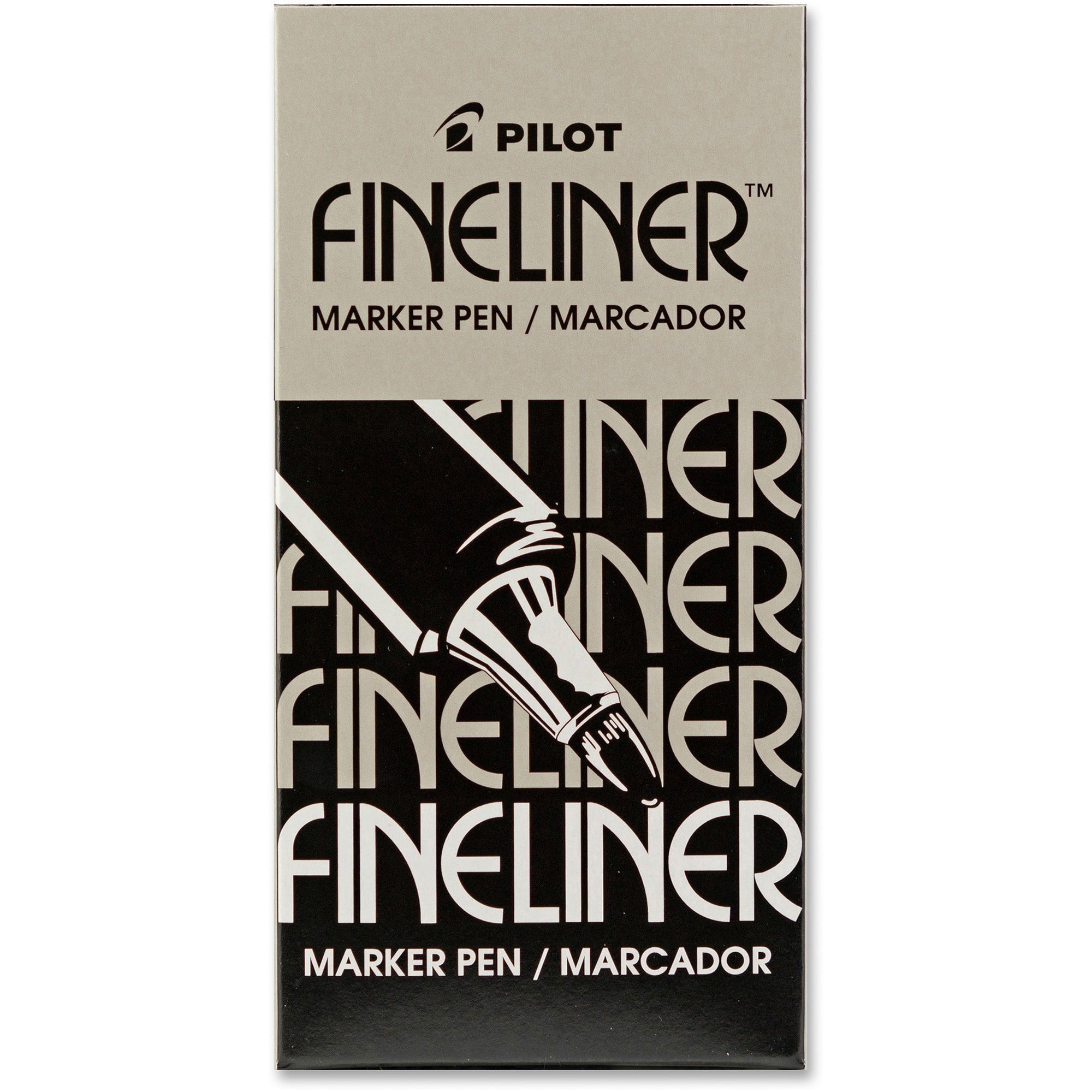 Pilot Fineliner Markers - 0.7 mm Fine Pen Point - Black Ink - Black Barrel - Acrylic Fiber Tip - 12 / Box