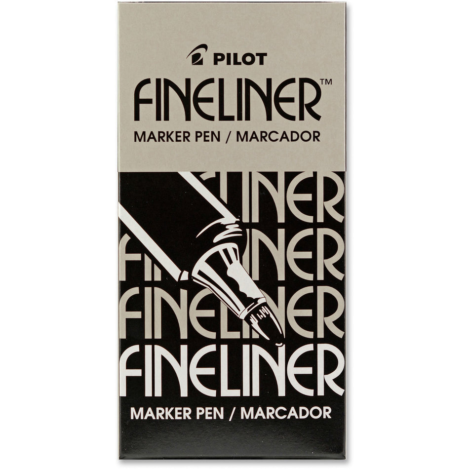 Pilot Fineliner Markers - 0.7 mm Fine Pen Point - Black Ink - Black Barrel - Acrylic Fiber Tip - 12 / Box