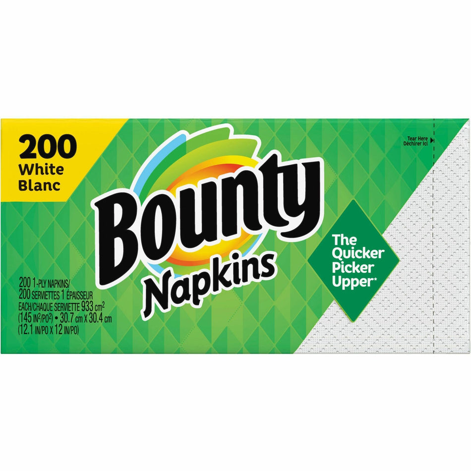 Bounty Quilted Napkins - 1 Ply - 12" Width x 12" Length - White - Paper - 200 / Pack