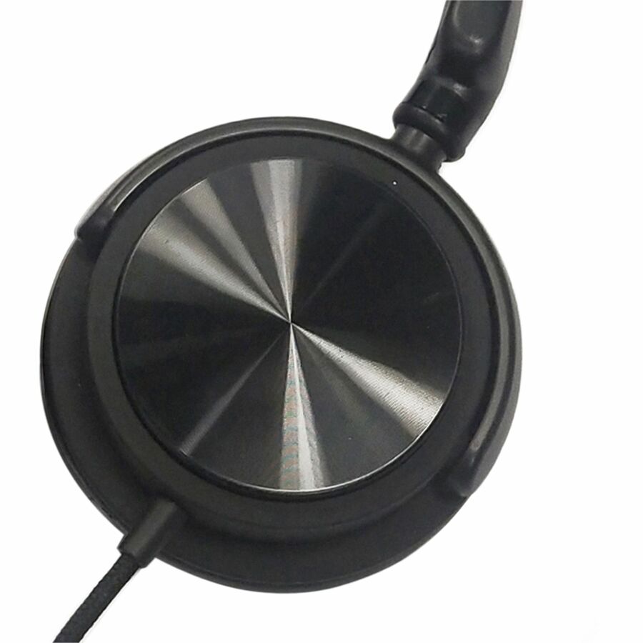 Compucessory Tangle-free Headset with Mic - Stereo - Wired - Binaural - Black