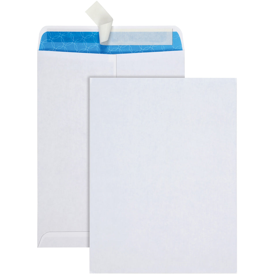 Quality Park 9 x 12 Treated, Security Tinted Catalog Envelopes with Redi-Strip® Closure - Catalog - 9" Width x 12" Length - 28 lb - Flap - White - 100 / Box