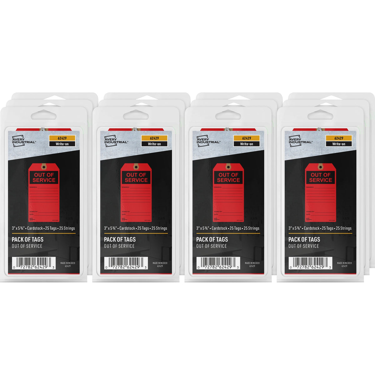 Avery® Preprinted OUT OF SERVICE Red Service Tags - 5.75" Length x 3" Width - Card Stock - Red - 25 / Pack