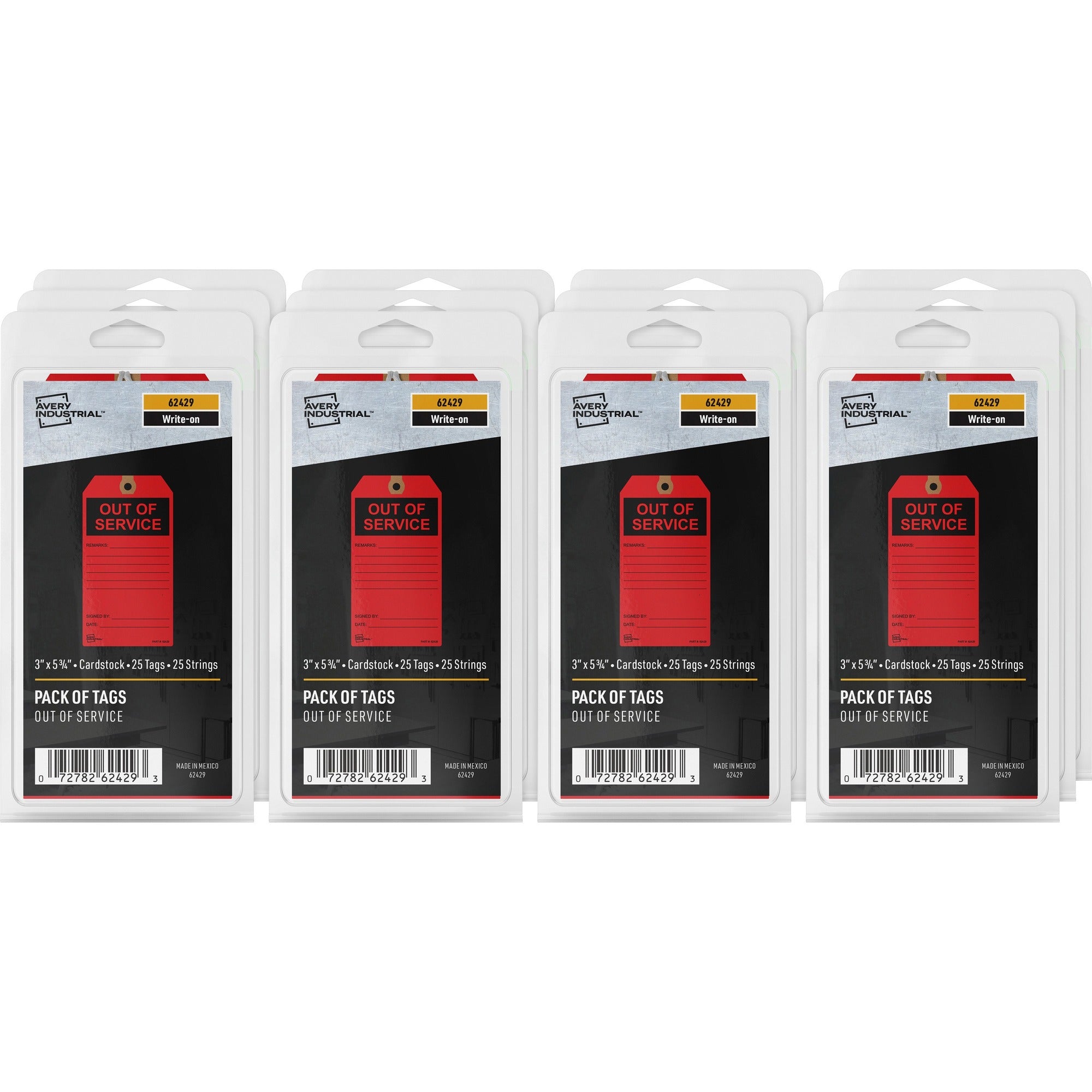 Avery® Preprinted OUT OF SERVICE Red Service Tags - 5.75" Length x 3" Width - Card Stock - Red - 25 / Pack