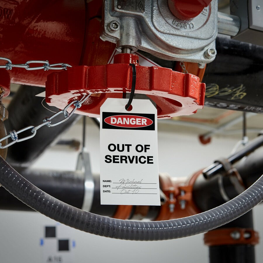 Avery® UltraDuty Hazard Warning Tag Kit - 3.25" Length x 5.75" Width - Plastic, Nylon, Vinyl - White - 15 / Pack